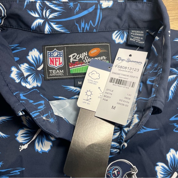 Tennessee Titans Reyn Spooner Navy Kekai Button Up Shirt Mens Medium Nylon Blend - Picture 4 of 4